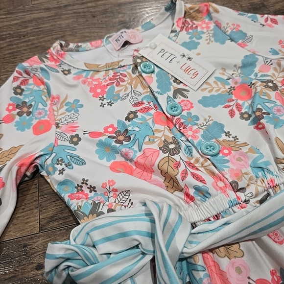 Pete & Lucy Boutique Girls jumpsuit floral print sz 2t New - Picture 3 of 5